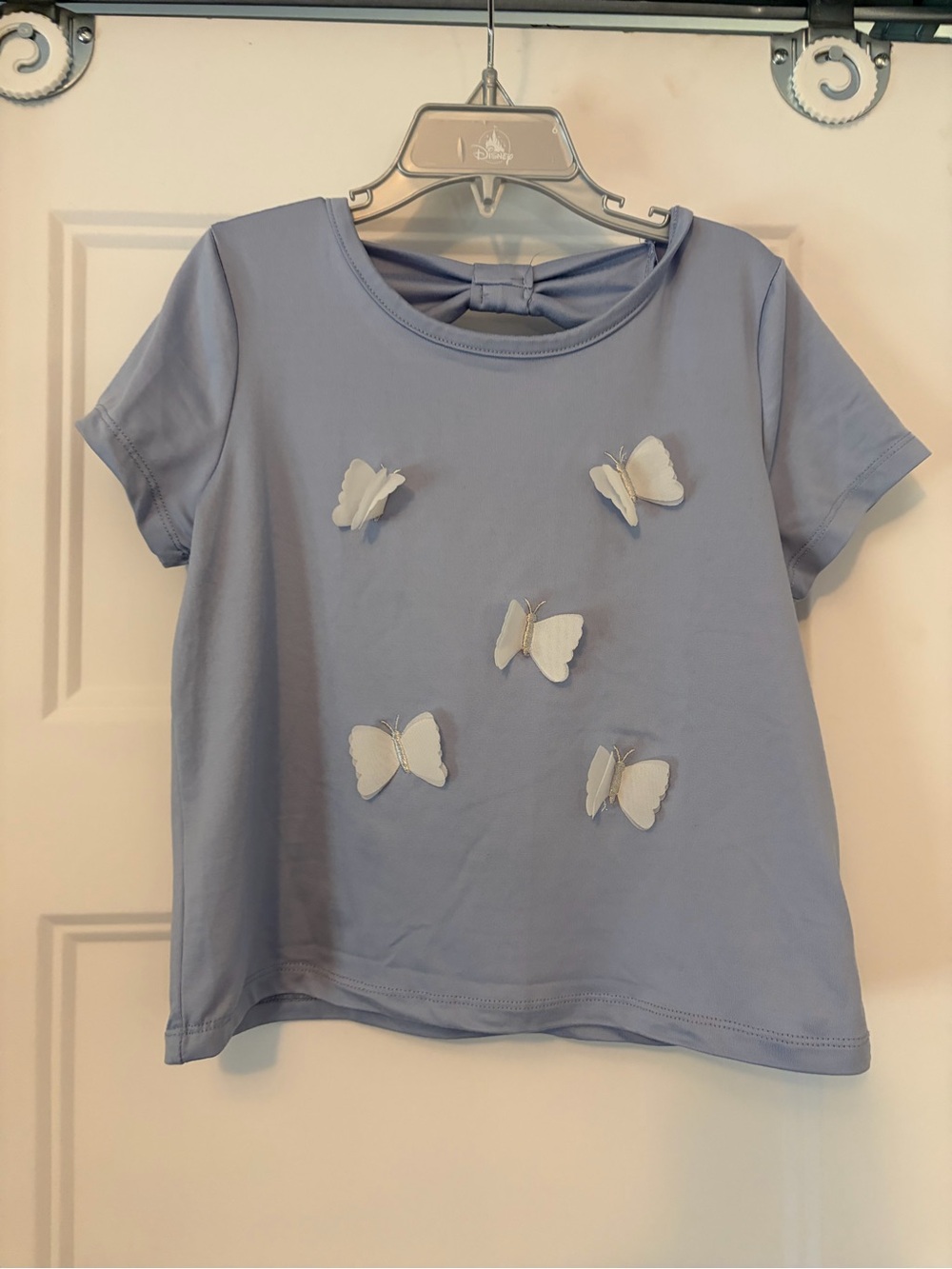 btween Lavender Short-Sleeve Tee with White Butterfly Appliqués